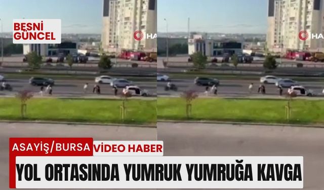 Yol ortasında yumruk yumruğa kavga