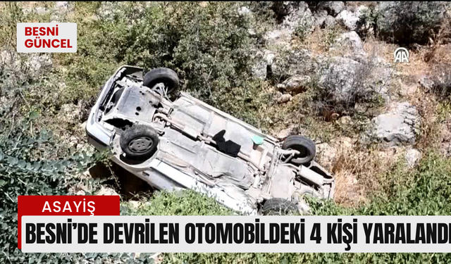 Besni'de devrilen otomobildeki 4 kişi yaralandı