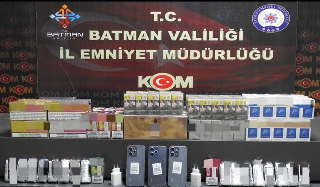 Batman'da bir otobüste gümrük kaçağı ürünler ele geçirildi