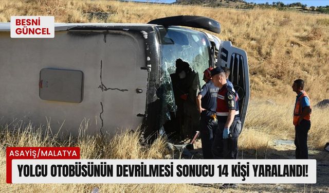 Yolcu otobüsünün devrilmesi sonucu 14 kişi yaralandı!