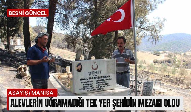 Yangında şehit mezarı yanmadı