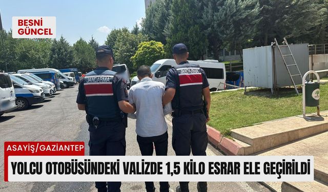 Yolcu otobüsündeki valizde 1,5 kilo esrar ele geçirildi