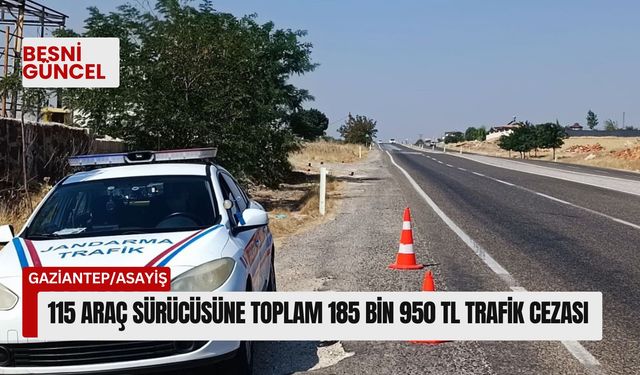 115 araç sürücüsüne toplam 185 bin 950 TL trafik cezası