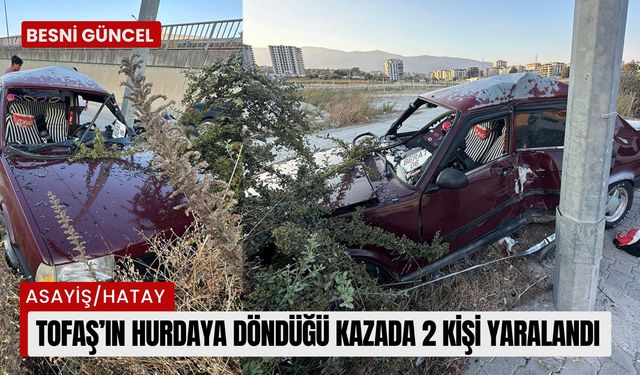 Tofaş’ın hurdaya döndüğü kazada 2 kişi yaralandı