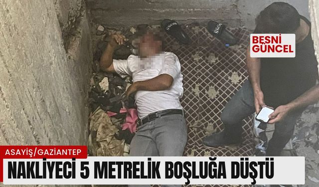 Sıkmak istediği halat kopunca nakliyeci 5 metrelik boşluğa düştü