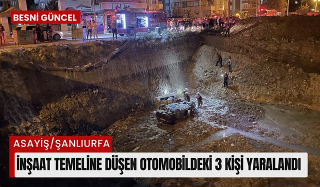 İnşaat temeline düşen otomobildeki 3 kişi yaralandı