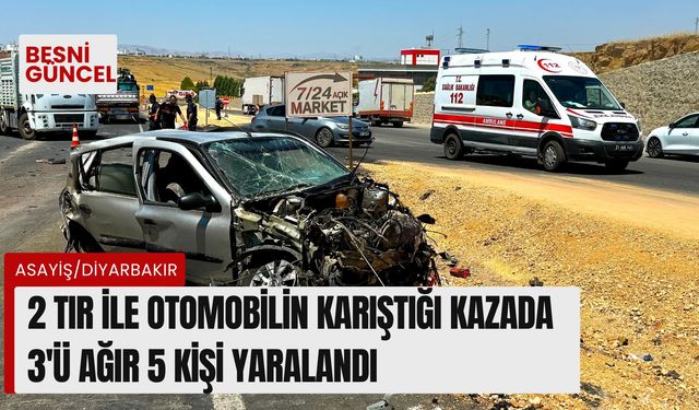 2 Tır ile otomobilin karıştığı kazada 3'ü ağır 5 kişi yaralandı