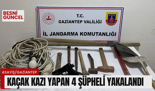 Kaçak kazı yapan 4 şüpheli yakalandı