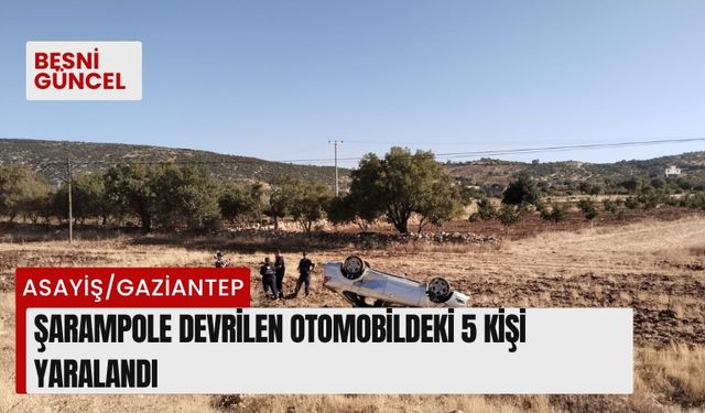 Şarampole devrilen otomobildeki 5 kişi yaralandı