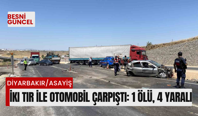 İki tır ile otomobil çarpıştı: 1 ölü, 4 yaralı