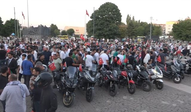 Yüzlerce motosikletli Filistin’e destek için konvoy oluşturdu