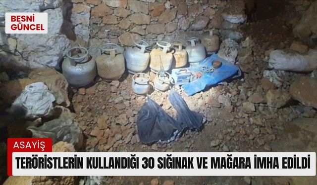 Teröristlerin kullandığı 30 sığınak ve mağara imha edildi