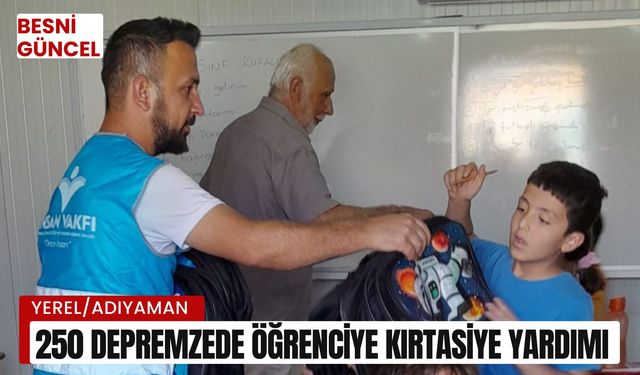 Adıyaman’daki 250 depremzede öğrenciye kırtasiye yardımı