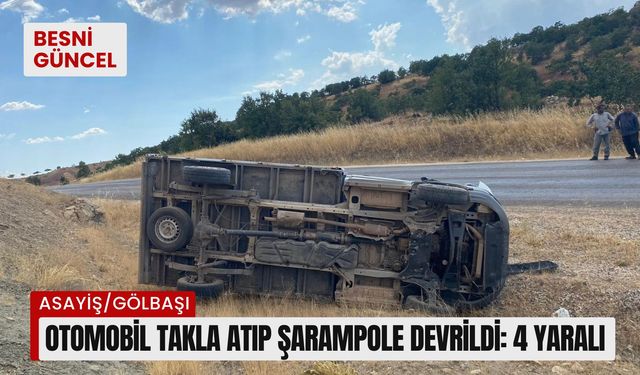 Gölbaşı'nda otomobil takla atıp şarampole devrildi: 4 yaralı