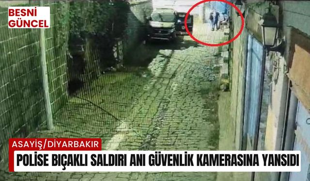 Polise bıçaklı saldırı anı güvenlik kamerasına yansıdı