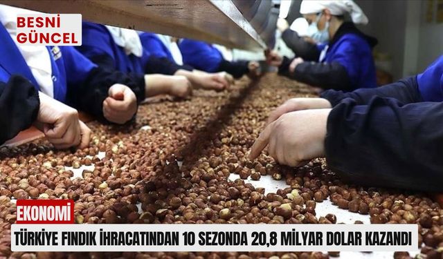 Türkiye fındık ihracatından 10 sezonda 20,8 milyar dolar kazandı