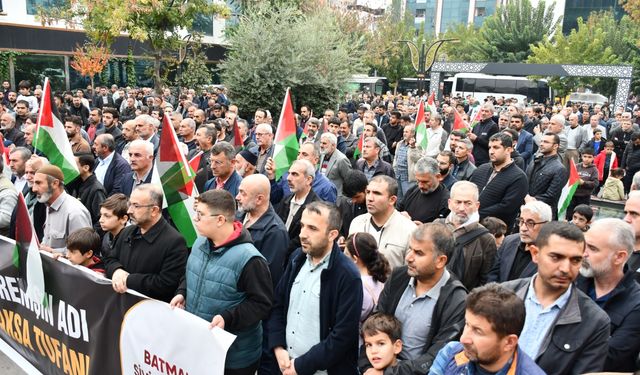 Batman'da İsrail'in Gazze'ye yönelik saldırılarına protesto