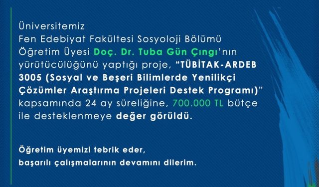 Deprem Sonrası Değerler Araştırmasına TÜBİTAK Desteği