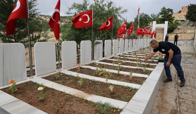 Şehit kabirlerinde bakım ve yenileme çalışması