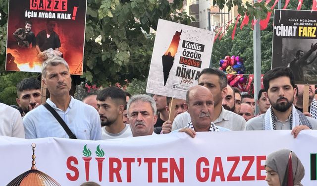 İsrail'in Gazze'ye saldırıları Siirt'te protesto edildi