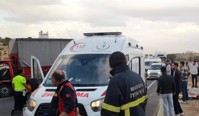 Kamyon ile kamyonetin çarpıştığı kazada 14 kişi yaralandı