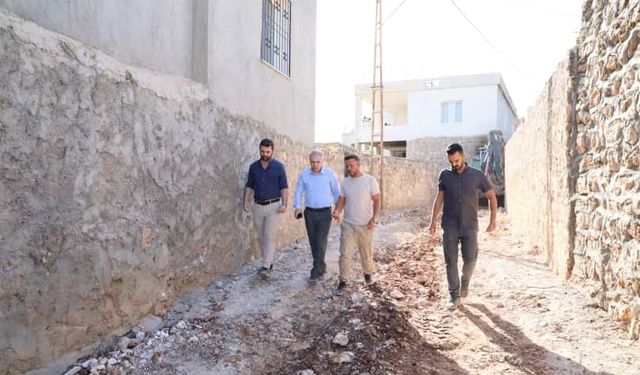 Midyat'ta atıksu hattı çalışması