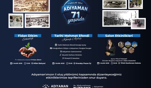 Adıyaman’ın İl Oluşunun 71. Yılı Coşkuyla Kutlanacak