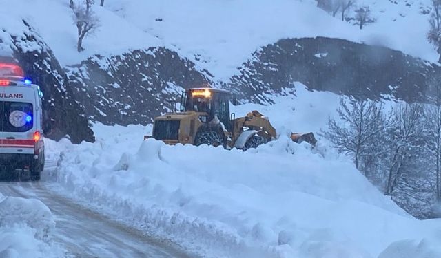 Kar engeline rağmen hastaya yetiştiler!