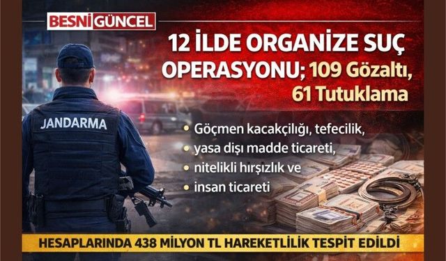 12 İlde Organize Suç Operasyonu: 109 Gözaltı, 61 Tutuklama