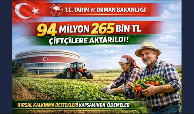 94 Milyon 265 Bin TL Çiftçilerin Hesaplarına Yatırıldı