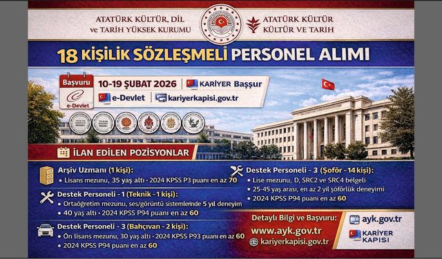 18 Kişilik Sözleşmeli Personel Alımı Yapılacak