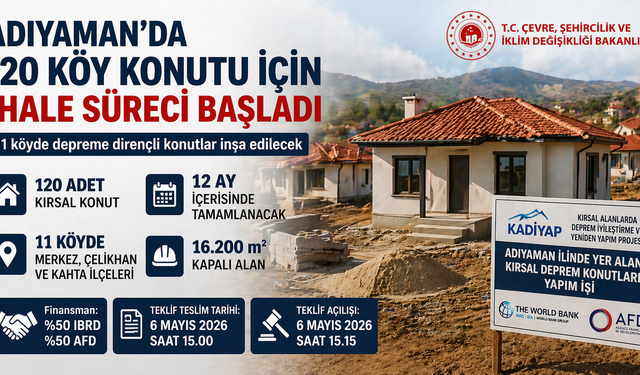 Adıyaman’da 120 köy konutu için ihale