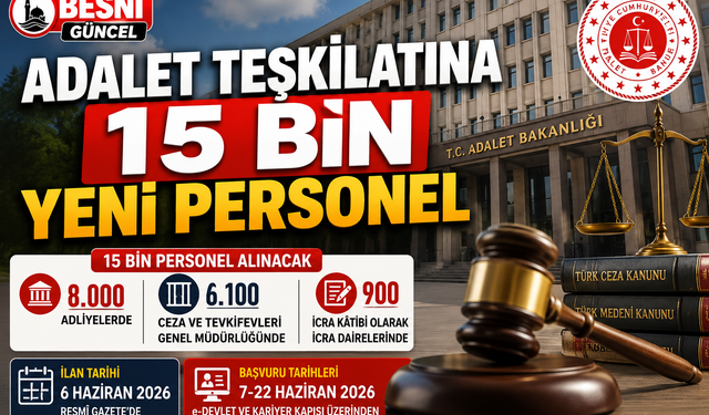 Adalet Bakanlığı'ndan 15 Bin Kişilik Personel Alımı