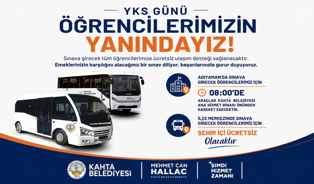 Kahta Belediyesi'nden YKS Adaylarına Ücretsiz Ulaşım