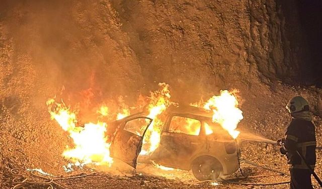Seyir halindeki araç alevlere teslim oldu