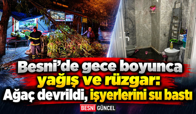 Besni’de sağanak ve kuvvetli rüzgar hayatı olumsuz etkiledi