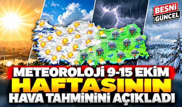 Meteoroloji 9-15 Ekim Haftasının Hava Tahminini Açıkladı
