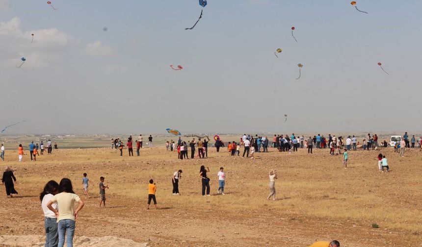 Suriye sınırında rengarenk uçurtmalar gökyüzünü  süsledi