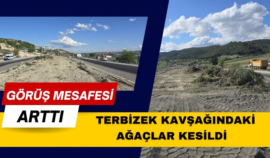 Terbizek Kavşağında ağaçlar kesildi