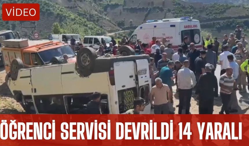 Öğrenci servisi devrildi 14 kişi yaralandı