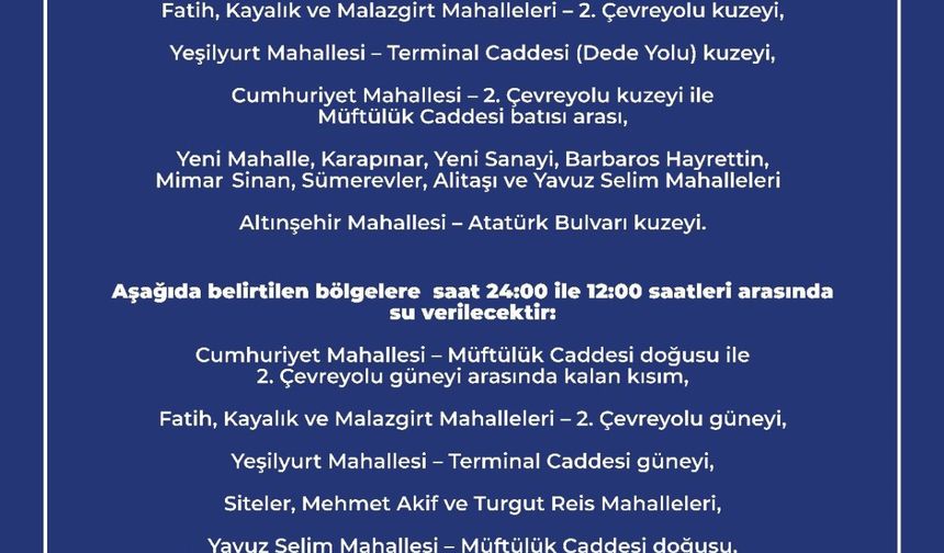 Adıyaman Belediyesi’nden mahallelere dönüşümlü su dağıtımı
