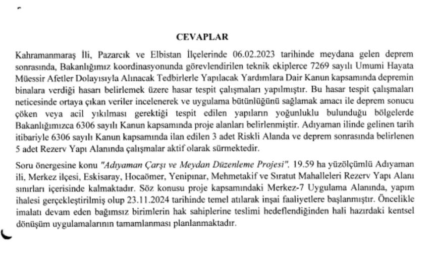 CHP'li Avşar, Adıyaman Çarşı Projesi'nde Belirsizlik Var