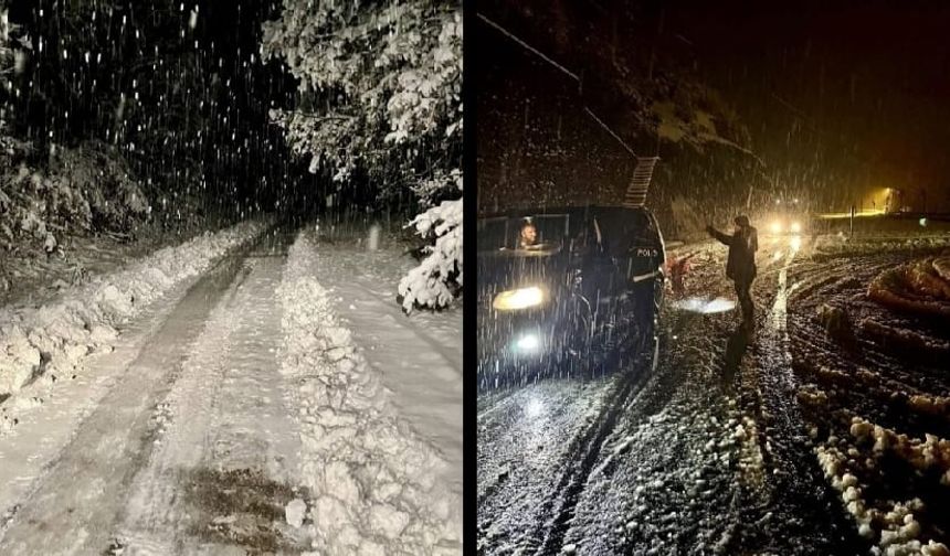 Bir anda gelen kış yol kapattı!