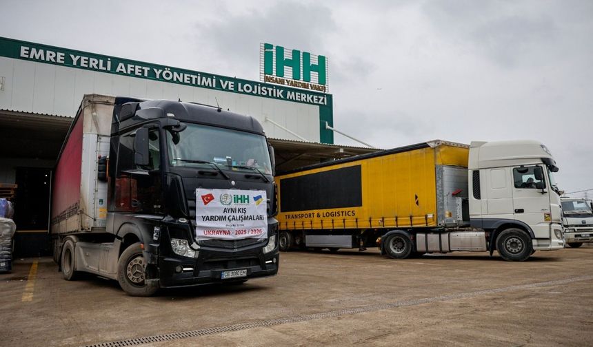 İHH'dan Ukrayna'daki siviller için 4 tır kış yardımı