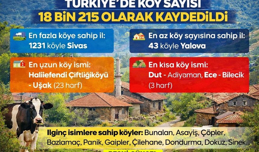Türkiye’de Köy Sayısı 18 Bin 215 Olarak Kaydedildi