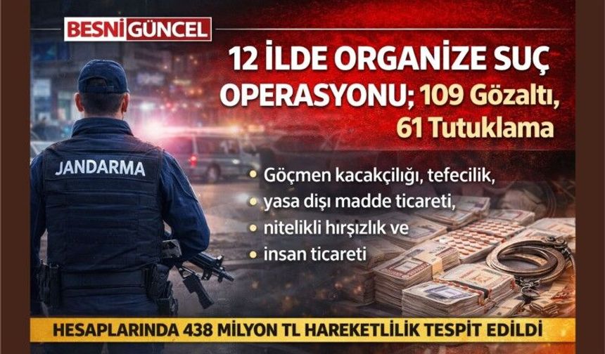 12 İlde Organize Suç Operasyonu: 109 Gözaltı, 61 Tutuklama