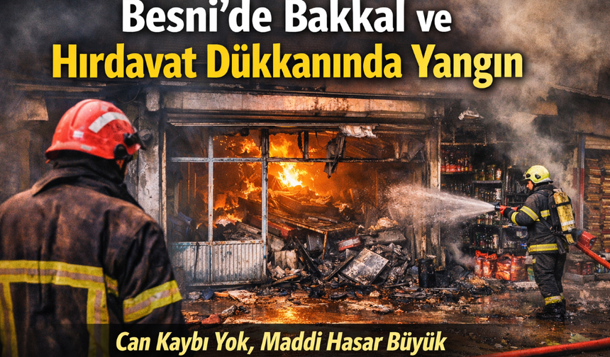 Besni’de Bakkal ve Hırdavat Dükkanında Yangın
