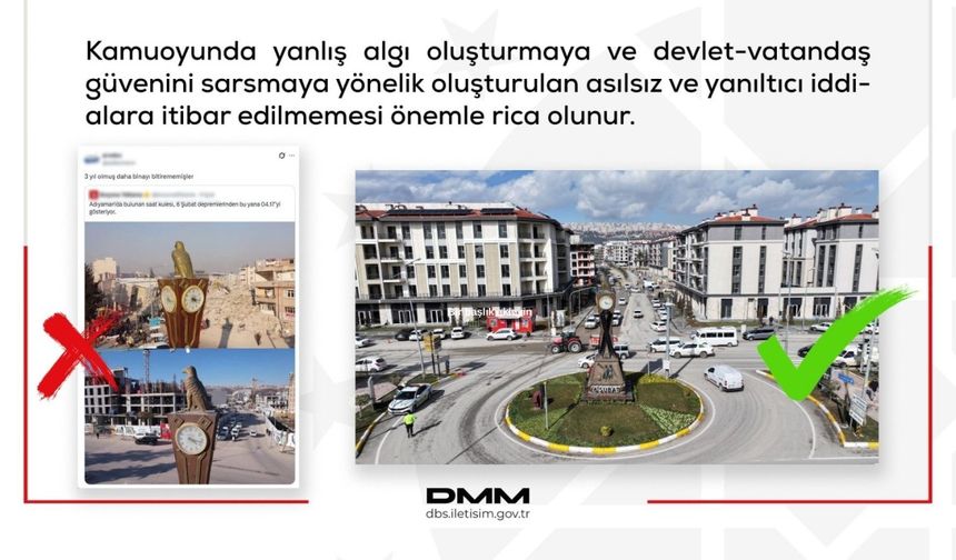 DMM'den Adıyaman'da saat kulesi çevresindeki inşaat iddialarına yalanlama