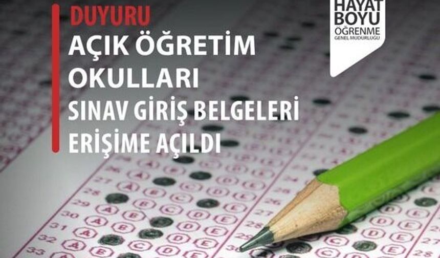 Açık Öğretim e-Sınav Belgeleri Yayımlandı