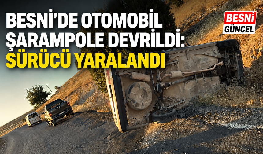 Besni'de Otomobil Şarampole Devrildi: Sürücü Yaralandı